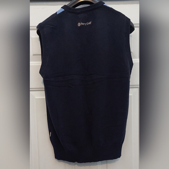PERRY GOLF BY GLENMUIR MEN'S BLUE ARGYLE COTTON PULLOVER GOLF VEST SIZE L NWOT - Picture 7 of 7